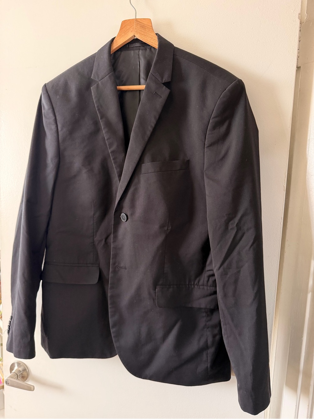 H&M Men's Black Single-Button Notch Lapel Blazer